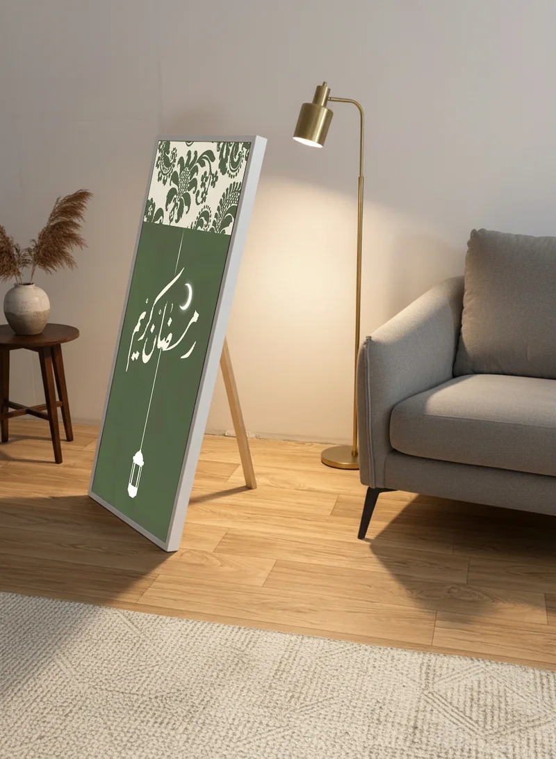 LOWHA Canvas Wall Art on Wooden Frame with White Floating Frame and Back Stand Featuring Ramadan Kareem Design